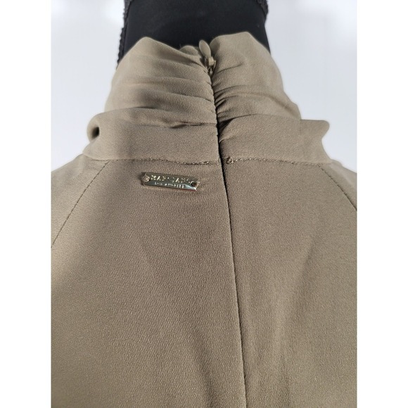 Marciano Tan Unique Neckline With Gathered Fabric Cut-out Long Sleeve - Picture 5 of 7